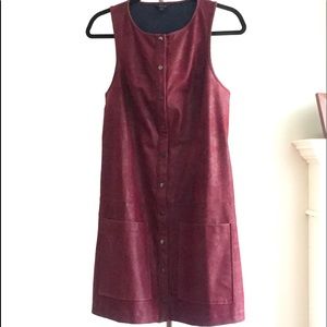Guess Women’s Rayon Coated Burgundy Sleeveless Buttoned-Up Mini Shift Dress US 8